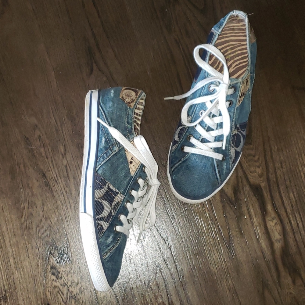 Coach Tonie Destroyed Patchwork Denim Sneaker 7.5 - image 2